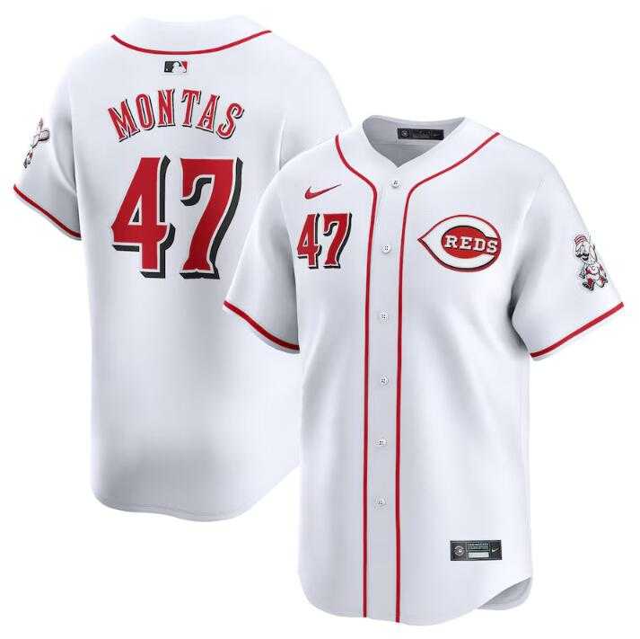 Mens Cincinnati Reds #47 Frankie Montas White Home Limited Stitched Baseball Jersey Dzhi->cincinnati reds->MLB Jersey